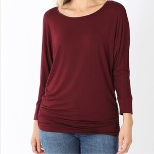 Zenana Relaxed Fit Long Sleeve Round Neck Jersey Tee Shirt